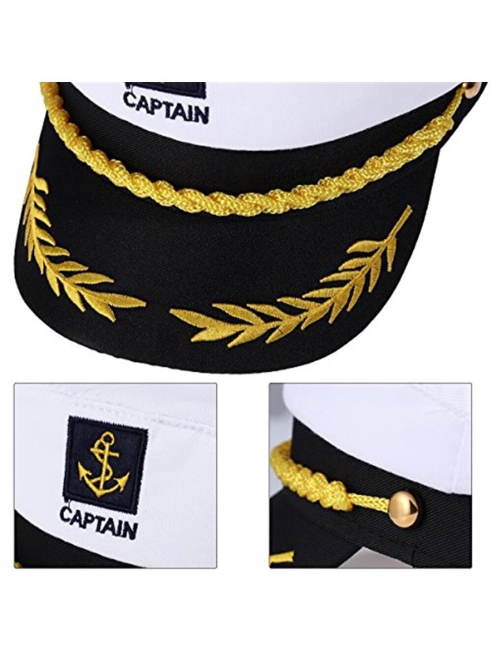 Adult Yacht Captain Hat White Sailor Hat for Women Men Yacht Boat Sailor - Picture 2 of 7
